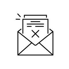 Reject letter line icon. Delete mail sign. Decline message. Minimal line illustration background. Reject letter line icon pattern banner. White web template concept. Vector