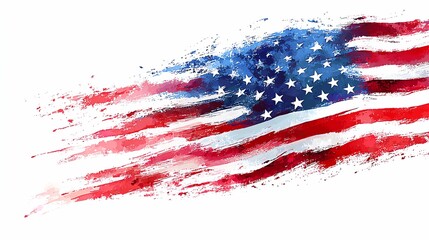Watercolor Style American Flag Illustration for Independence Day Celebration
