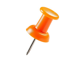 Isolated orange push pin on black background for office or school use