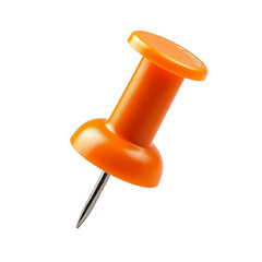 Isolated orange push pin on a black background for office or home