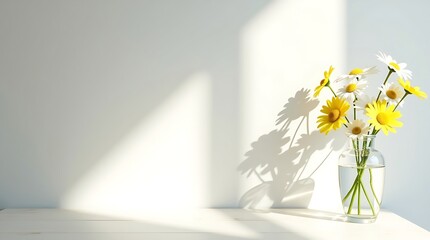 A curated 16:9 floral still life series exploring the elegance of asymmetrical composition. Each image features vases placed at the far left or right, paired with natural blooms in soft lighting.
