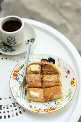 Kaya Toast Butter with Oriental Coffee Kopitiam Breakfast Style