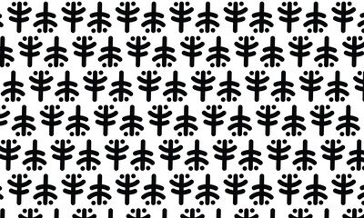 Repeated pattern of stylized trees or plant-like shapes in black against a white background.