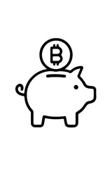 Piggy Bank with Bitcoin Coin Vector Icon
