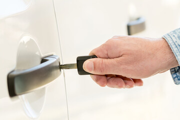 Inserting a key into a locked door
