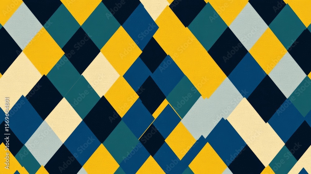Poster geometric diamond pattern with retro color scheme, stylish and appealing