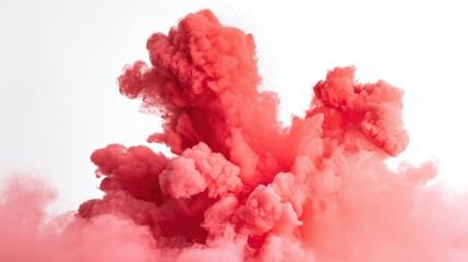 A festive explosion of red powder in mid-air against a clean white background.