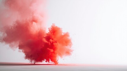 A festive explosion of red powder in mid-air against a clean white background.