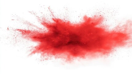 A festive explosion of red powder in mid-air against a clean white background.