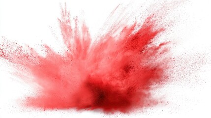 A festive explosion of red powder in mid-air against a clean white background.