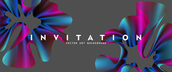 Abstract gradient vector background with colorful line waves. Modern vector background cover templates with 3D effects in motion. Artistic design for cover, flyer, banner, social media, music, ads.