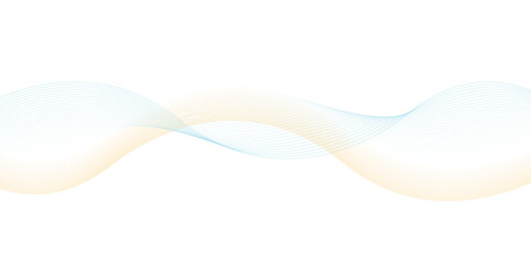 Abstract blue smooth wave on a white background. Dynamic sound wave. Design element. Vector illustration.
