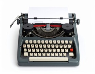 Vintage Gray Typewriter On White Background