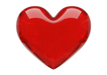 A glossy red heart symbol isolated on transparent background