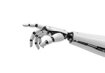 A robotic hand pointing isolated on transparent background