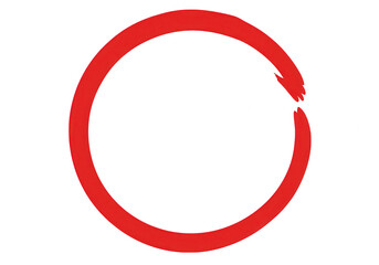A vibrant red circle with a rough brush stroke effect is isolated on transparent background
