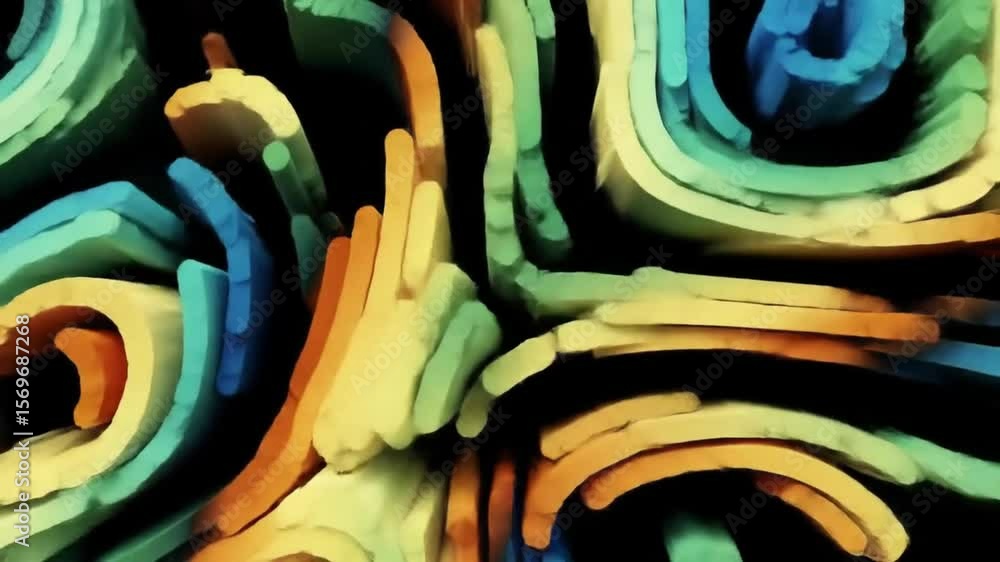 Poster abstract shapes flowing in colorful layers slow motion