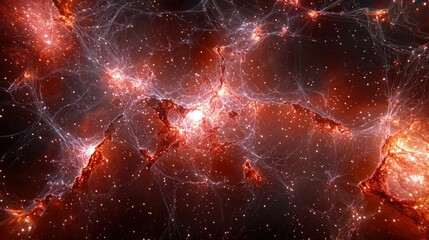 Obraz premium Fiery cosmic web, swirling nebulae in deep space