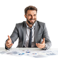 Executive Sales Director - A model leading a sales team, discussing sales strategies and revenue goals, and building relationships with high-level clients isolated on transparent background