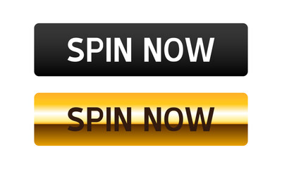 Spin now button. Set of vector multicolored buttons isolated on white background.