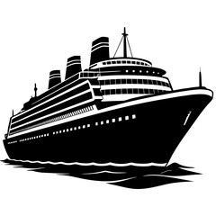 Obraz premium Luxury Cruise Ship Sailing on the Water in Silhouette