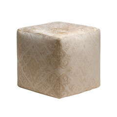 Photo of a beige patterned ottoman isolated on transparent background