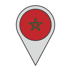 Vector illustration of a geolocation tag colored with the flag of Morocco