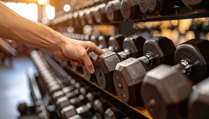 Hand Selecting Dumbbell In Gym