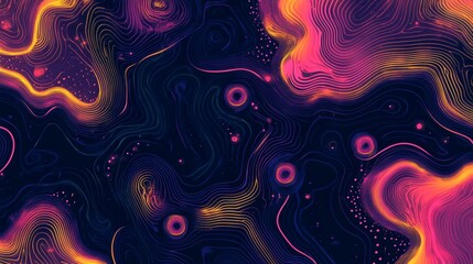 Abstract topography lines in neon colors create a modern background