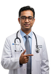 Indian Doctor Pointing Finger to the Left