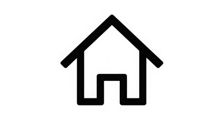 Simple house outline in white on a white background with a door visible