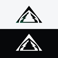 Mountain peak logo design in a triangle shape isolated on white background