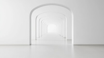 Fototapeta premium Minimalist hallway design featuring sleek lines, understated decor, and generous space for promotional text and branding opportunities