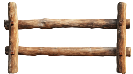 wooden pole fence on white background