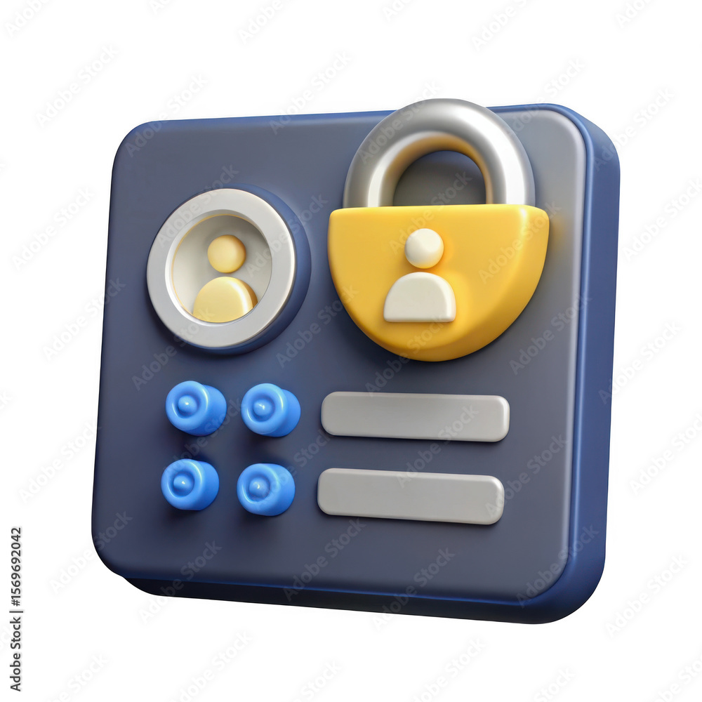Aufkleber 3d security login interface with padlock and user profiles isolated on transparent background