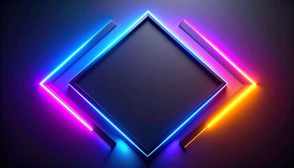 Modern abstract neon frame background with vibrant colors and central space for text, ideal for futuristic design projects
