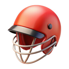 Naklejka premium 3d red cricket helmet isolated on transparent background