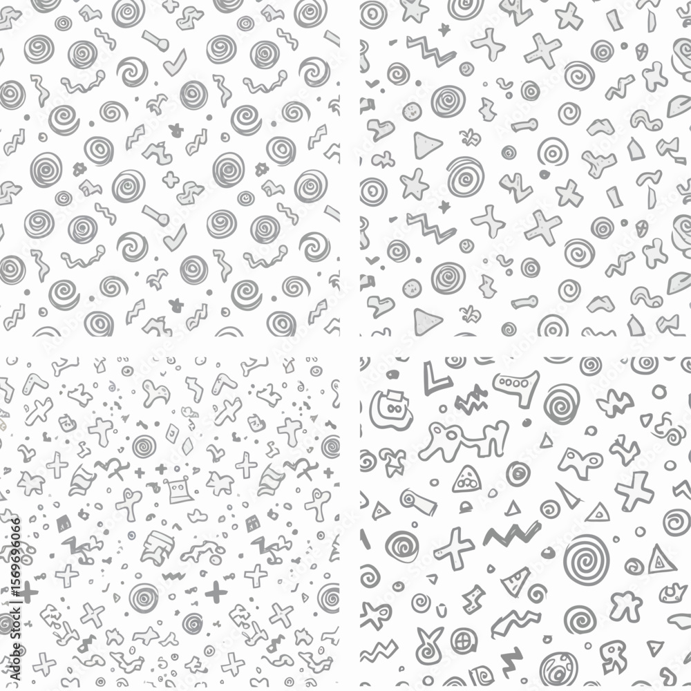 Poster quirky doodle pattern hand-drawn abstract vector background