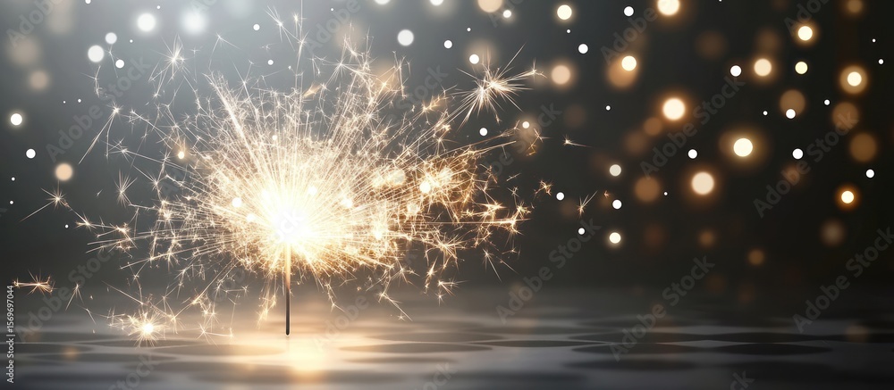 Poster ephemeral brilliance: an evocative sparkler display against a shimmering background