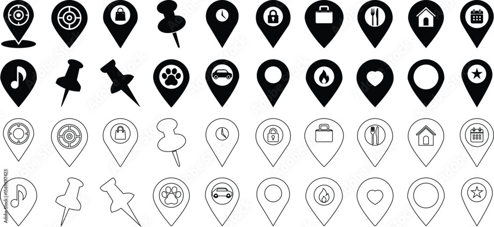 Aufkleber location icon. map pin icon set. location marker. map pin icon vector illustration. location and map