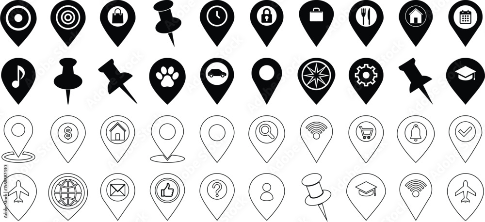 Aufkleber location icon. map pin icon set. location marker. map pin icon vector illustration. location and map