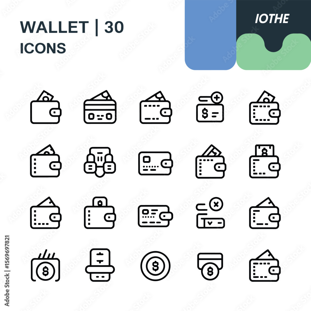 Poster set of 30 thin line vector icons for modern design