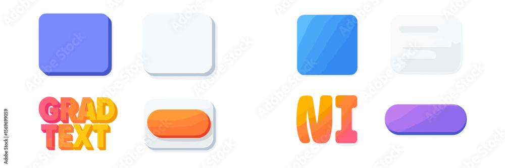 Poster stylish ui buttons showcased in various shapes and colors for web and mobile applications design