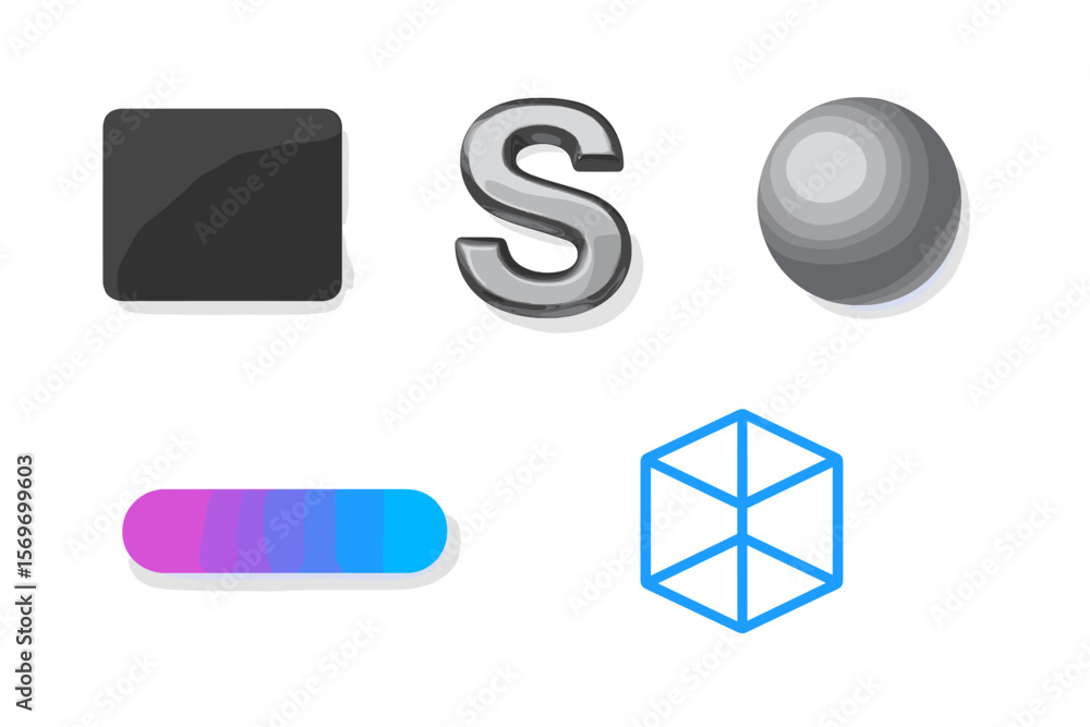 Poster modern design elements displayed with various shapes, colors, and textures ideal for graphic project