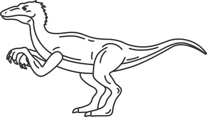 恐竜のラプトル（線画）のイラスト