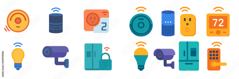 Aufkleber Smart home devices showcase various technology icons for enhancing daily living experiences through automation and connectivity options