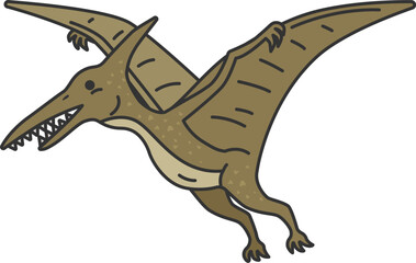 恐竜のプテラノドン（線画カラー）のイラスト © R-DESIGN