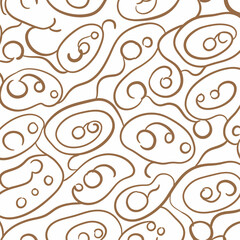Abstract Brown Seamless Pattern - Organic Shapes on White Background