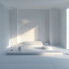 Minimalist White Room Interior Design.