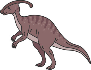 恐竜のパラサウロロフス（線画カラー）のイラスト